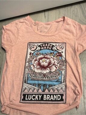 Lucky Brand Girls Light Pink Graphic Floral Tee